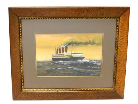 Appraisal: Steven Cryan Connecticut th C watercolor on paper depicting Cunard