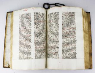 Appraisal: Early Medieval Handwritten Book From A Chained Library written in