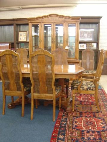 Appraisal: PC BERNHARDT DINING SET W LEAVES PADS