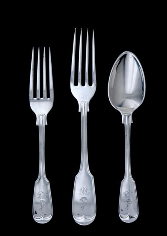 Appraisal: American sterling flatware Tiffany Co Threaded pattern engraved with initials