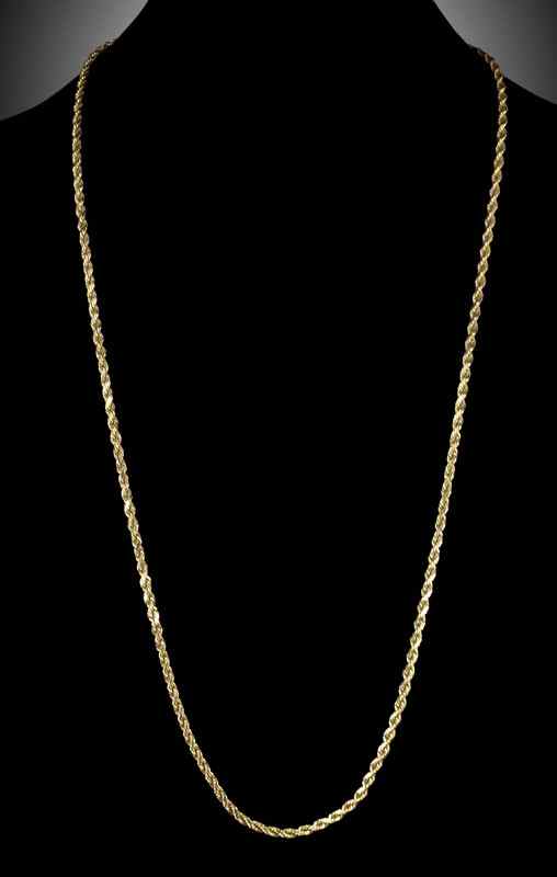 Appraisal: K ROPE CHAIN NECKLACE K solid yellow gold diamond cut