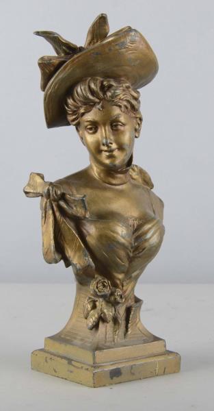 Appraisal: Antique Metal Lady Bust Sculpture This brass colored bust is