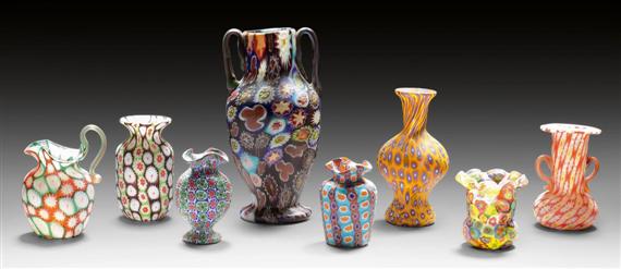 Appraisal: FRATELLI TOSO MURANO LOT OF VASES circa Millefiori murrine glass