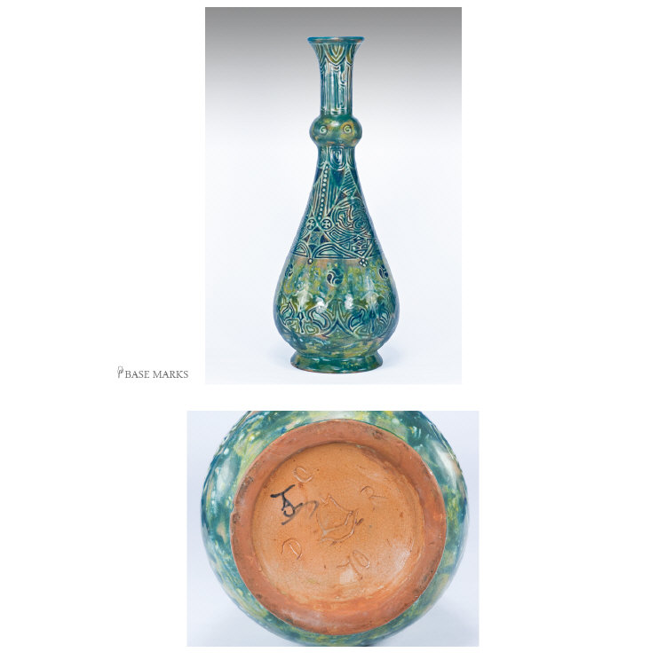 Appraisal: Della Robbia Vase of Circular Tapering Form Narrow Necked Iznik