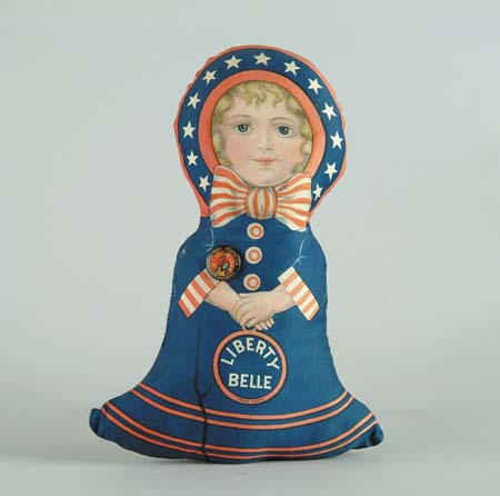 Appraisal: LIBERTY BELLE PATRIOTIC CLOTH DOLL Stuffed cloth doll shows girl