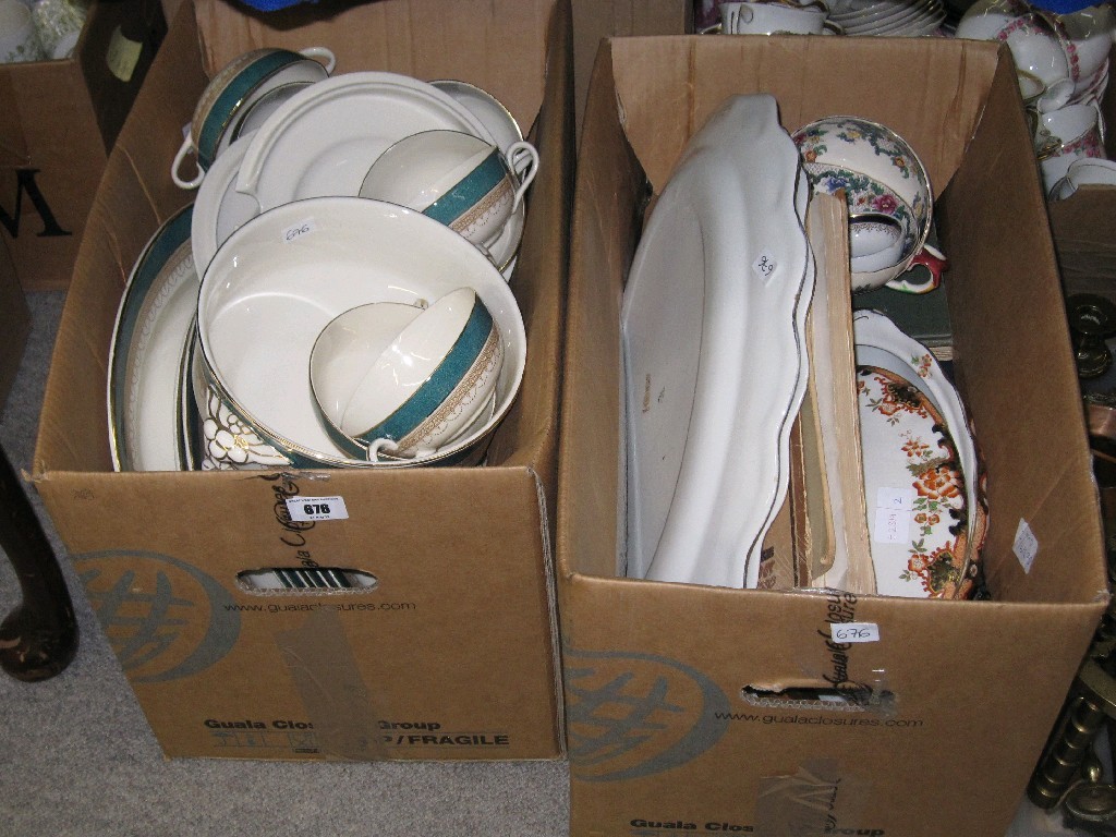 Appraisal: Lot comprising two boxes of assorted dinnerware to include Royal