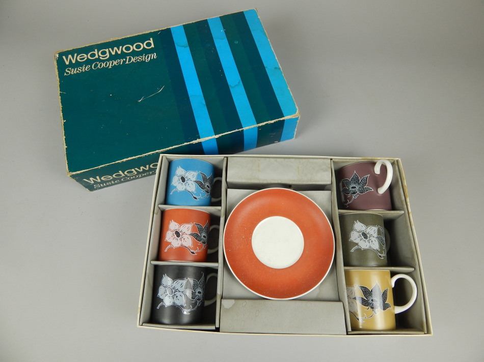 Appraisal: A Wedgwood Susie Cooper design harlequin coffee set each piece