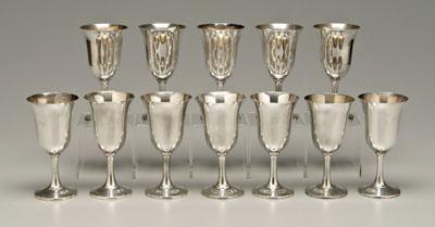 Appraisal: Twelve Wallace sterling goblets marks for Wallace quot quot no