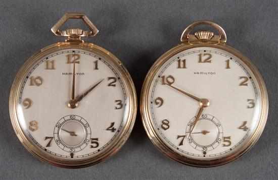 Appraisal: Two Hamilton open face pocket watches together with original cases