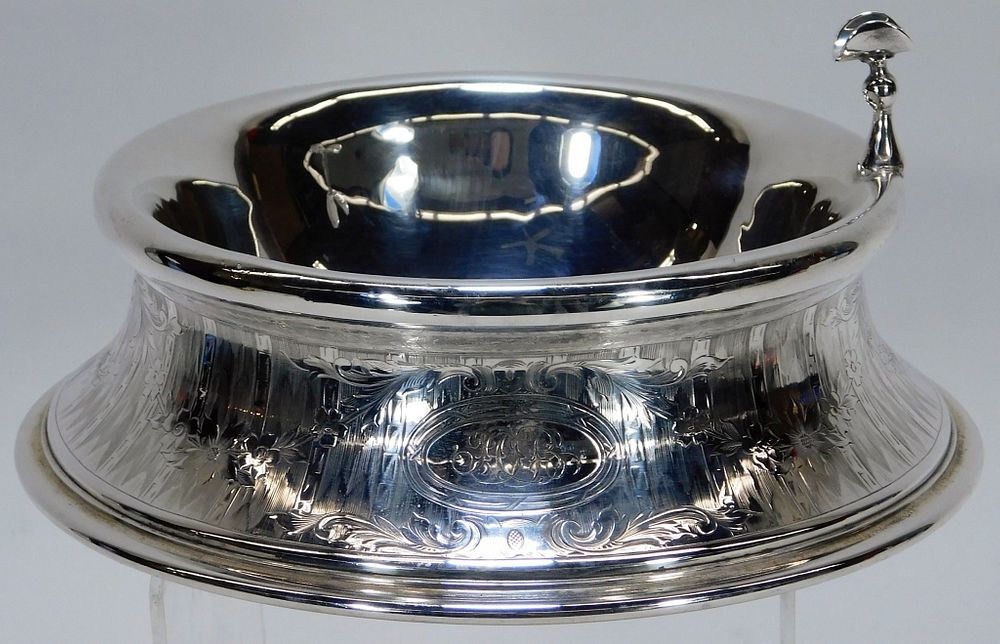 Appraisal: Gorham Etched Sterling Silver Monogrammed Ashtray Rhode Island Circa Deep