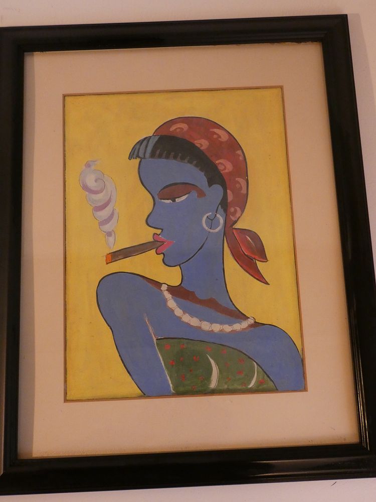 Appraisal: CLAUDE AUBERT CUBAN PAINTING Cuban gouache painting on board of