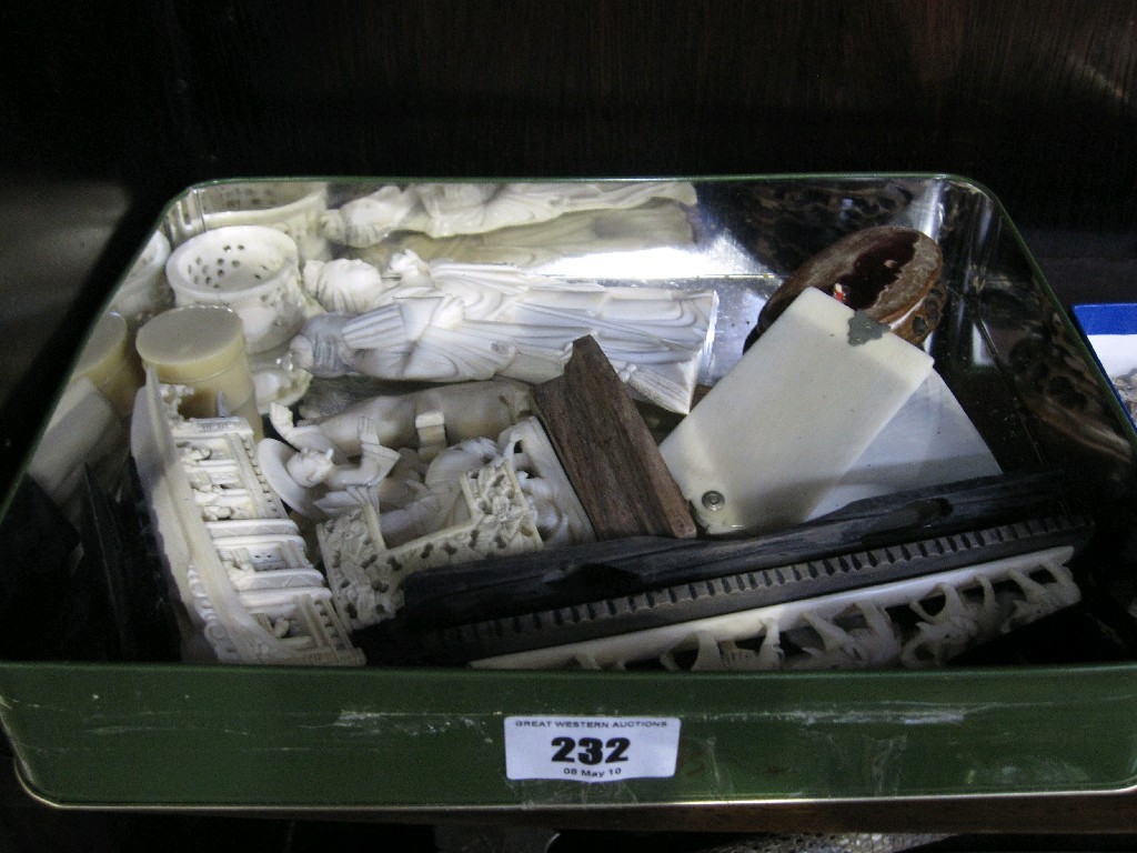 Appraisal: Box of assorted ivory figures etc