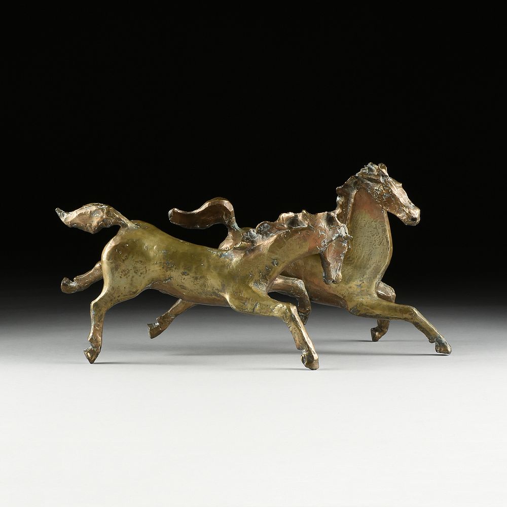 Appraisal: DAVID ADICKES American Texas b A SCULPTURE Mustangs DAVID ADICKES