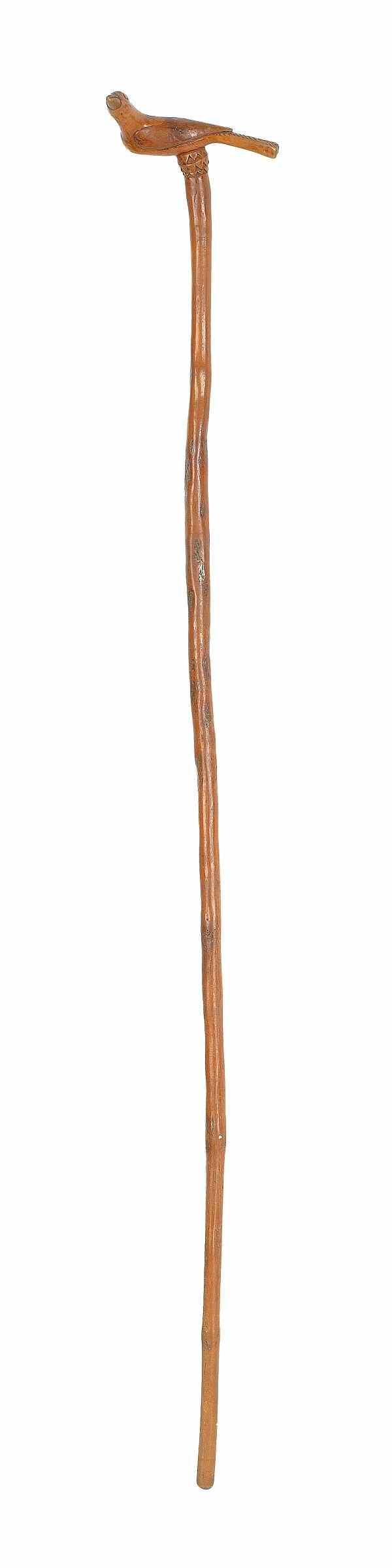 Appraisal: Schtockschnitzler Simmons Southeastern Pennsylvania active - carved cane with a