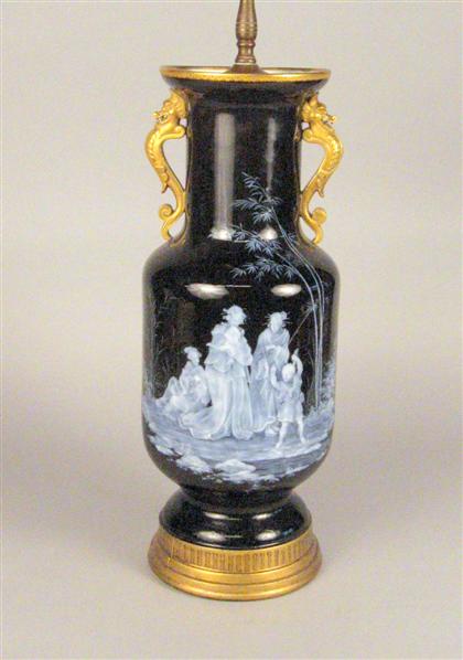 Appraisal: English pate-sur-pate vase late th century Decorated with a scene