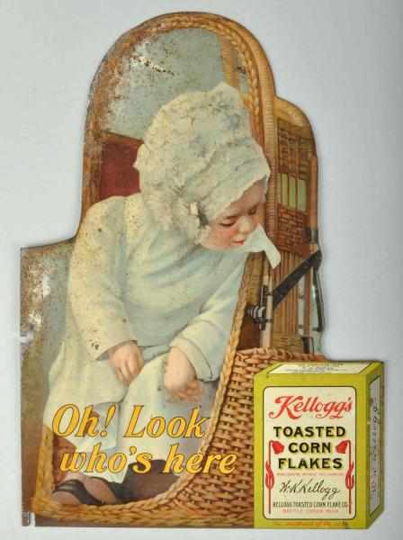 Appraisal: Tin Kellogg's Toasted Corn Flakes Die-Cut Sign Description Nice image