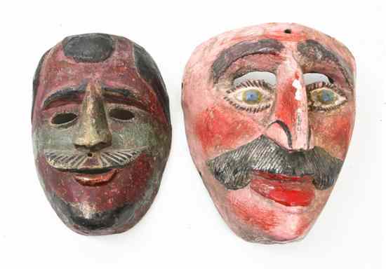 Appraisal: Two North American Painted Wood Masks each with polychrome decoration