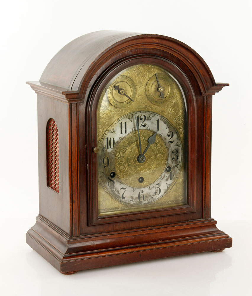 Appraisal: - German Mantel Clock German mantel clock mahogany case works