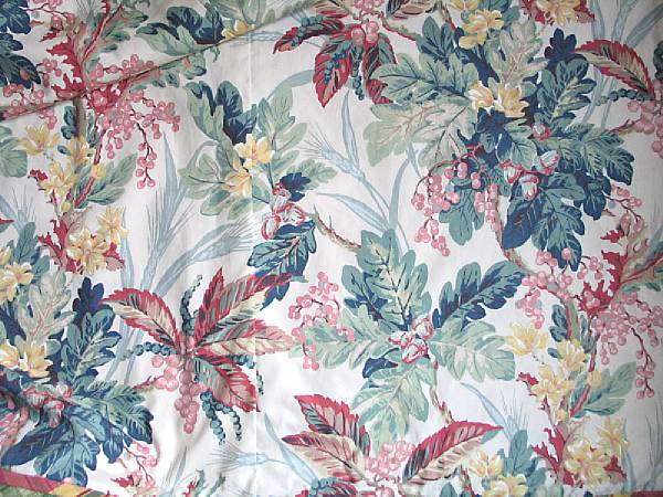 Appraisal: A grouping of floral or striped cotton draperies duvet and