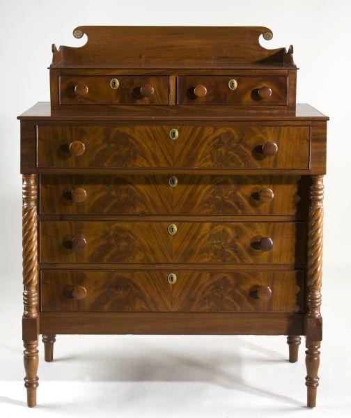 Appraisal: New England Chest of Drawers ca mahogany mahogany veneer white