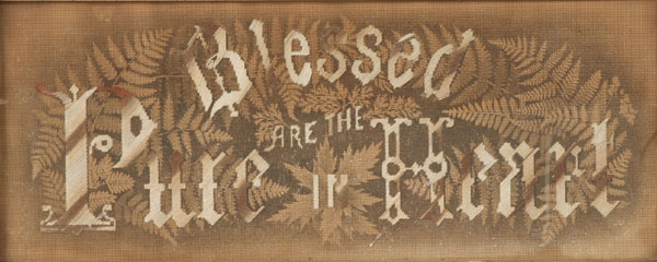 Appraisal: Victorian needlework punch paper saying the embroidered phrase Blessed are