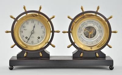 Appraisal: Chelsea Ship's Bell Clock with Barometer and Thermometer Claremont model