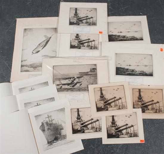 Appraisal: Don Swann American - Thirteen etchings of Naval subject matter