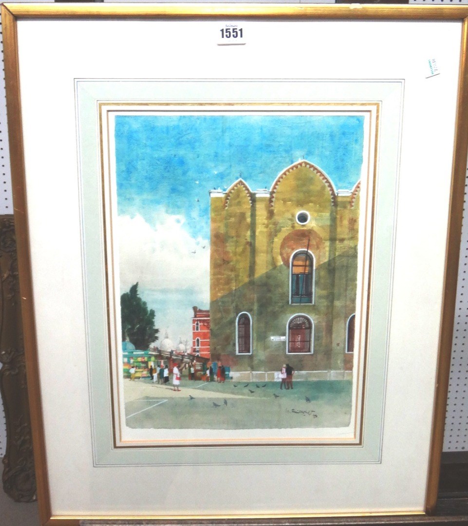 Appraisal: Wilfred Fairclough - Campo de la Carita Venice watercolour signed