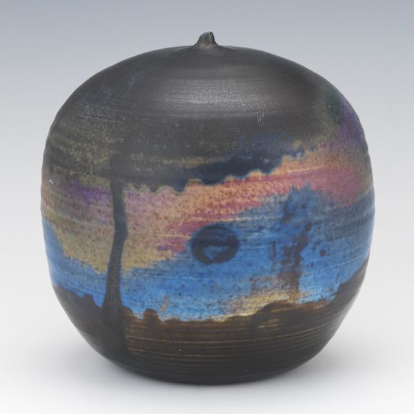 Appraisal: TOSHIKO TAKAEZU AMERICAN - x Moonpot Glazed ceramic vessel with