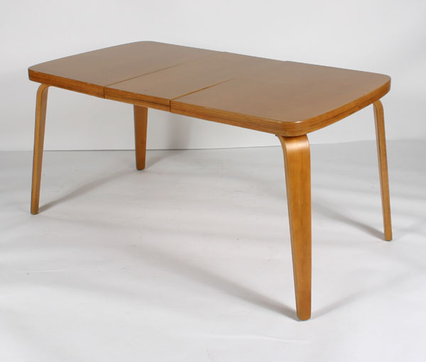 Appraisal: Modern Thaden-Jordan maple table with center leaf and angled bentwood