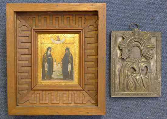 Appraisal: th century Russian School oil on wooden panel Icon with