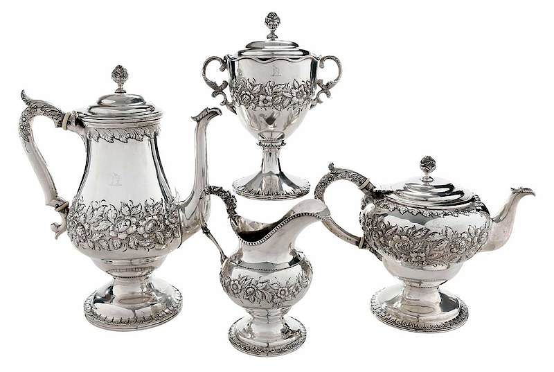 Appraisal: Four Piece Kirk Coin Silver Tea Service Baltimore Maryland -