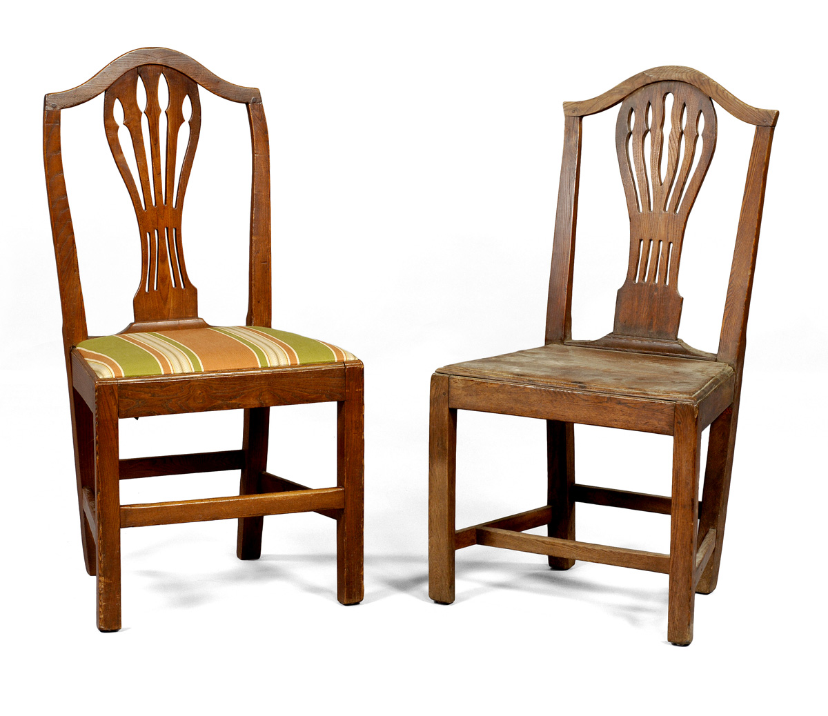 Appraisal: ASSEMBLED SET OF TEN HEPPLEWHITE ELM WOOD SIDE CHAIRS Two