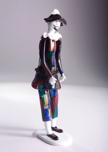 Appraisal: FULVIO BIANCONI VENINI Arlecchino figure with pezzato glass costume in