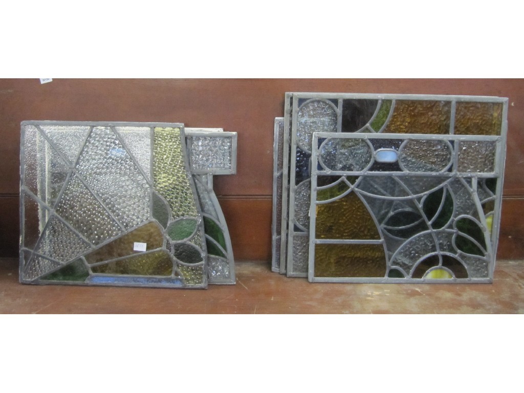 Appraisal: Eight various Art Nouveau leaded glass panels