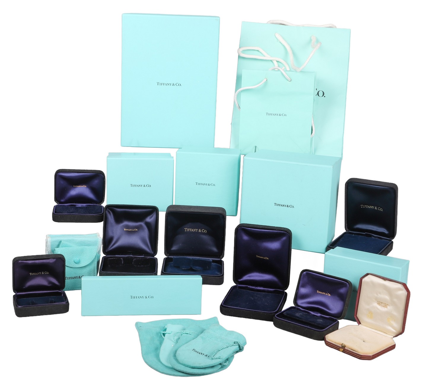 Appraisal: Lot of empty Tiffany boxes bags c o blue cardboard