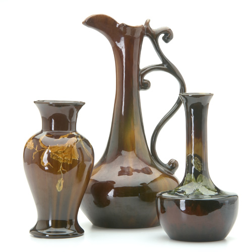 Appraisal: MARIPOSA Three Rekston Ware vases including a bud vase finely