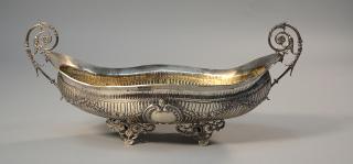 Appraisal: English Birmingham sterling footed oval centerpiece Repousse panels and swags