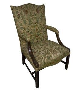 Appraisal: A George III mahogany library armchair with acanthus carving on