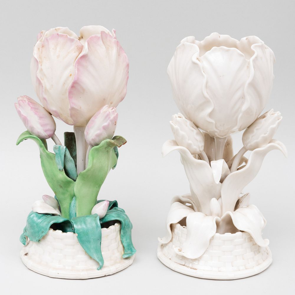 Appraisal: Two English Porcelain Tulip Form Vases in high Condition Each