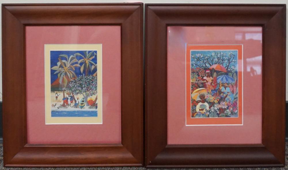 Appraisal: TWO WEST INDIAN WORKS OF ART FRAME X IN X