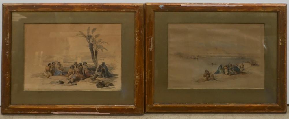 Appraisal: AFTER DAVID ROBERTS BRITISH - EGYPTIAN GATHERINGS TWO LITHOGRAPHS EACH