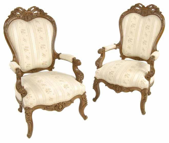 Appraisal: A pair of continental open armchairs