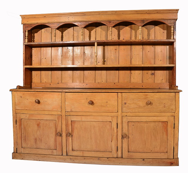 Appraisal: A LARGE VICTORIAN AND LATER PINE DRESSER the plate rack