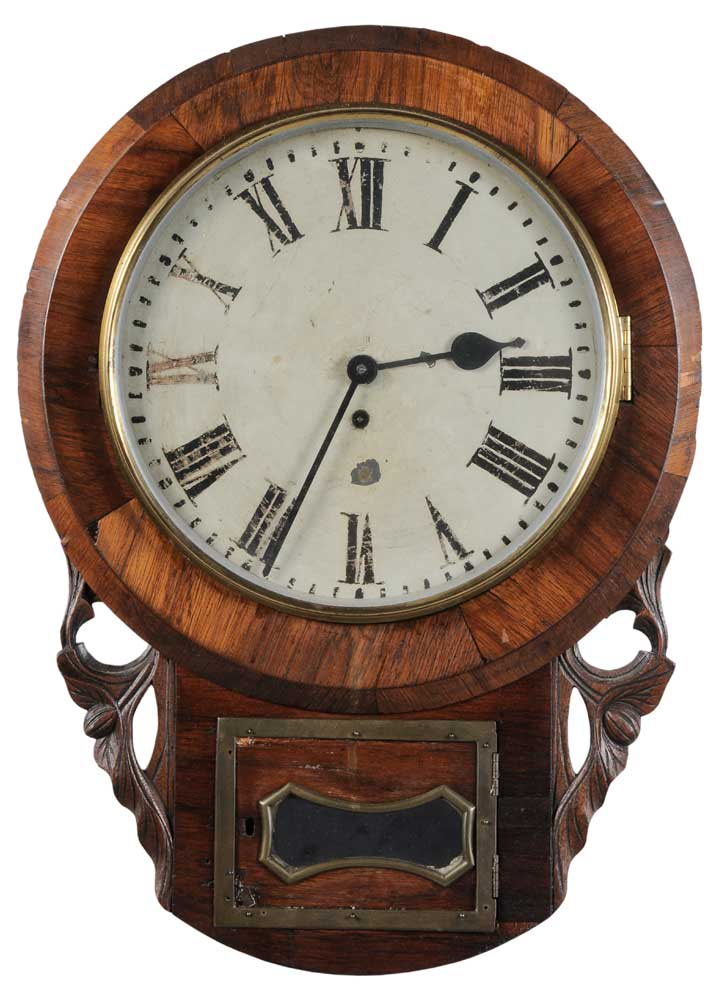 Appraisal: Rosewood Wall Clock English mid th century rosewood veneer with