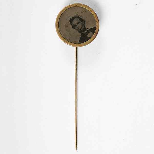 Appraisal: Lincoln Campaign Ferrotype Pin A tintype of President Lincoln set