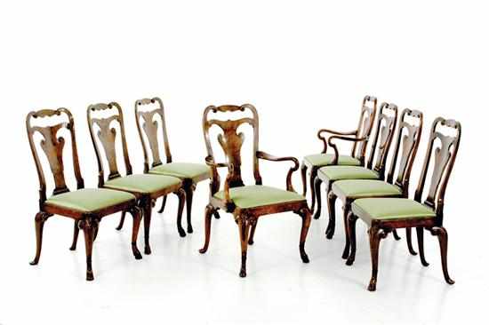 Appraisal: Queen Anne style carved walnut dining chair set late th