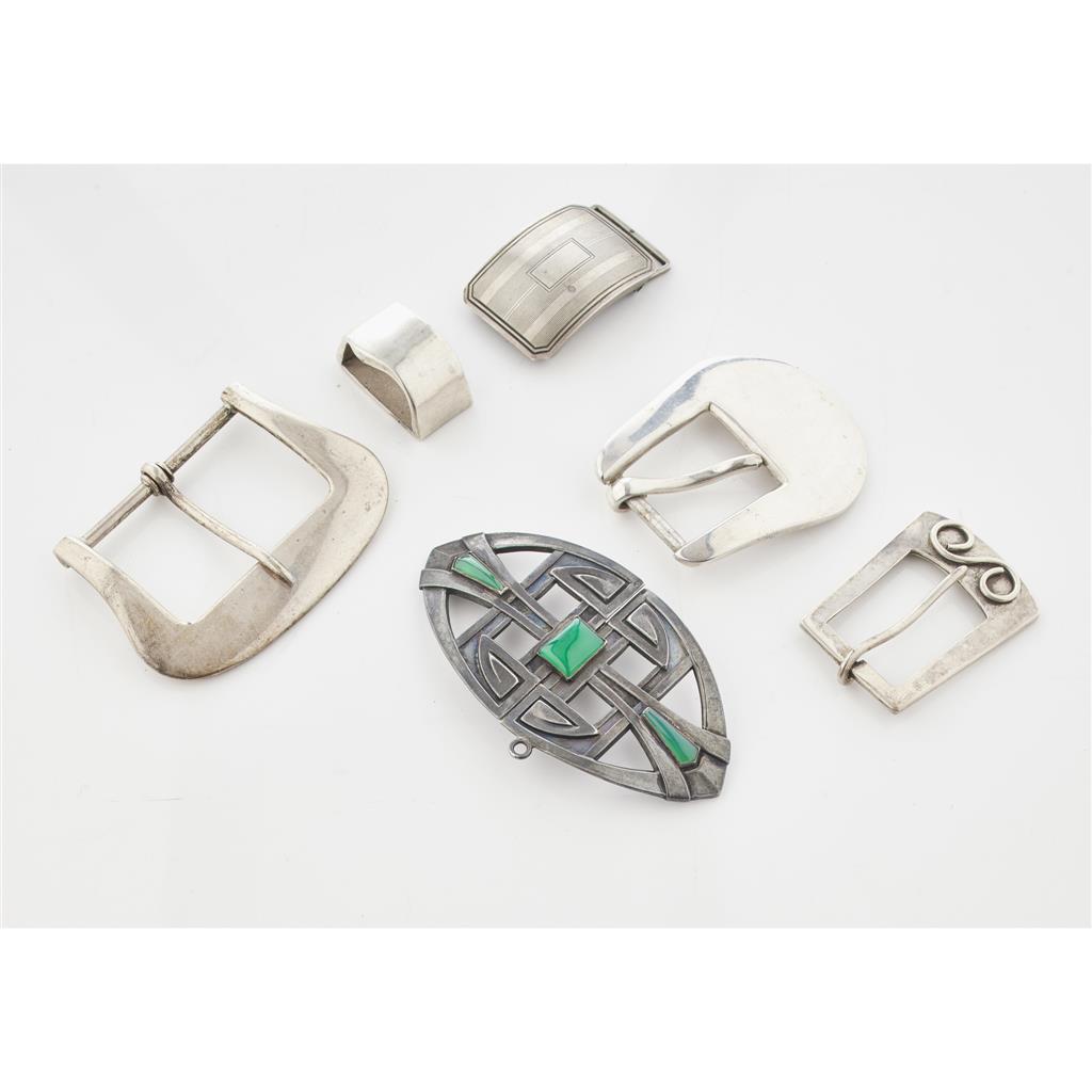 Appraisal: Various sterling buckles including one stamped oval sterling buckle set