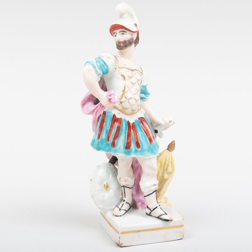 Appraisal: English Porcelain Model of a Roman Soldier Incised marks in