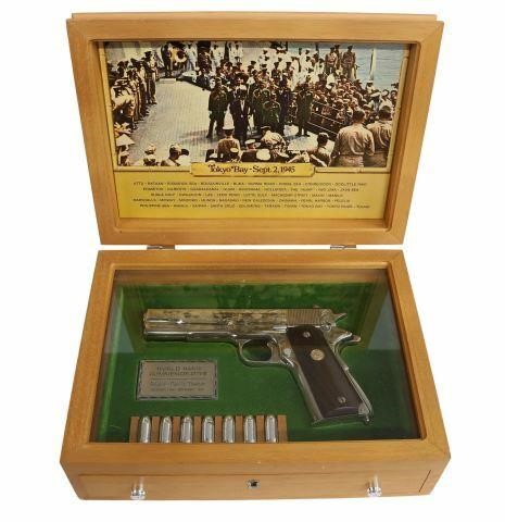 Appraisal: Colt Model pistol engraved World War Commemorative Pacific Theater of